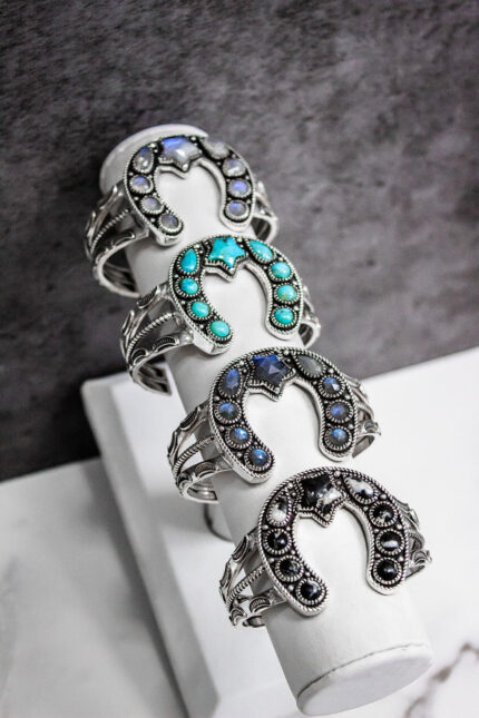 Starry Night Horseshoe Stone Cuff